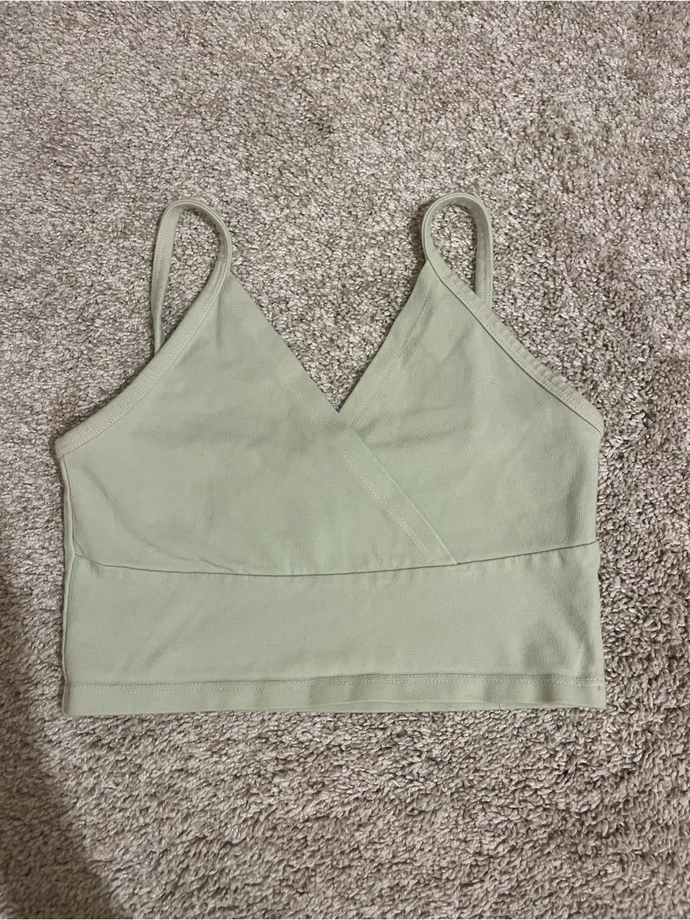 Brandy Melville Women’s Light Green Cropped Tank Top One Size (Fits XS/S) Y2K
